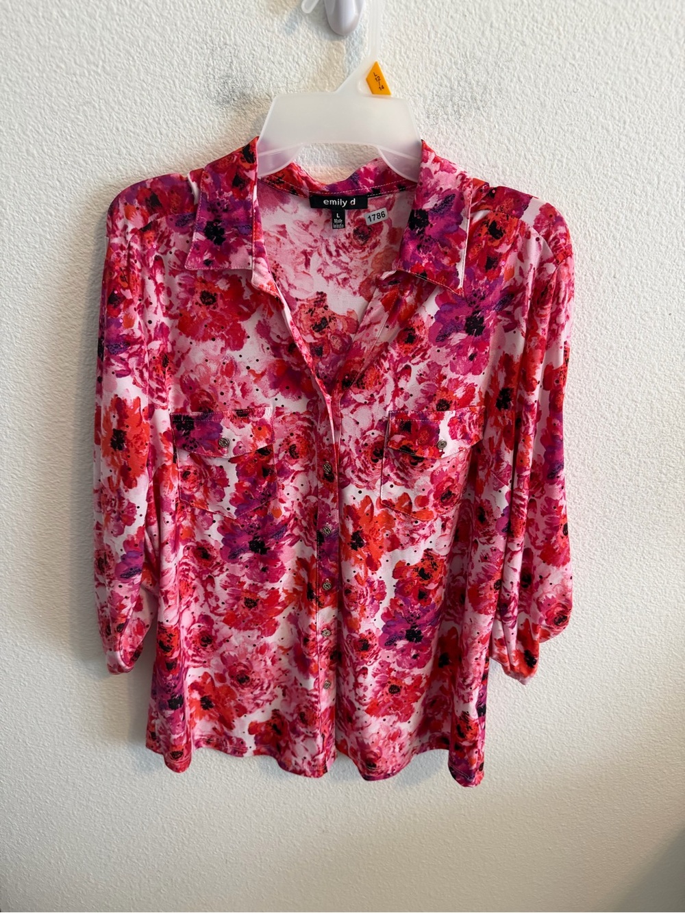 Emily & Co Pink Floral Button-Up Blouse